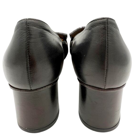 Gucci Marmont GG Fringe Loafers Low Block Heel Pumps Black LeatherSize 39 US 9 - Picture 10 of 15